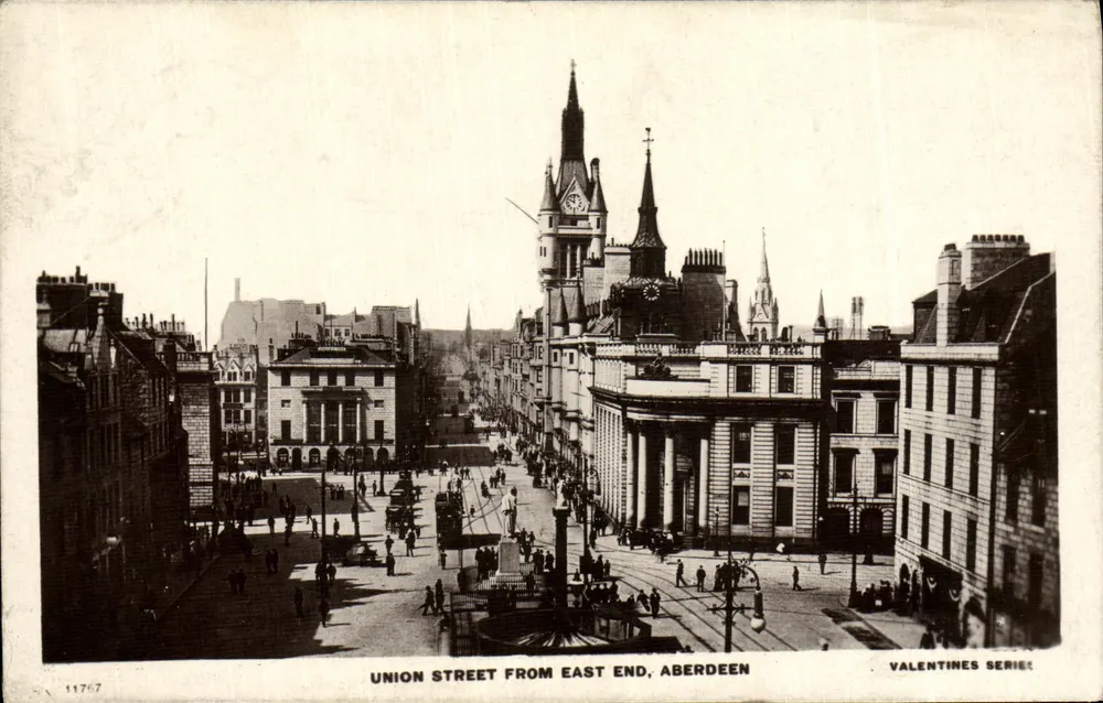 Union Street from East End, Aberdeen — Valentine's Series — éditeur inconnu, n° 11767 - Frente