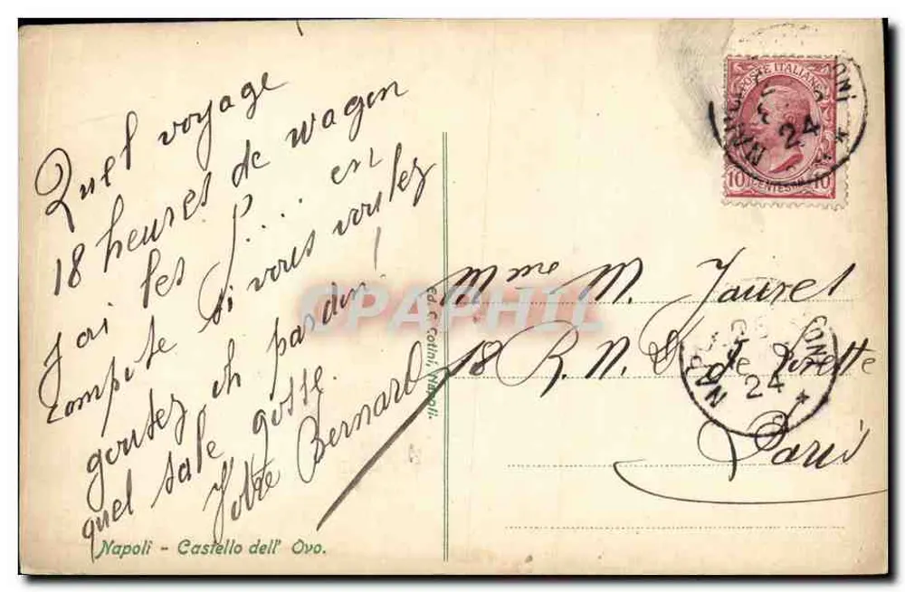 Napoli - Zamek Owa — wydawca C. Colini, Napol - Rewers