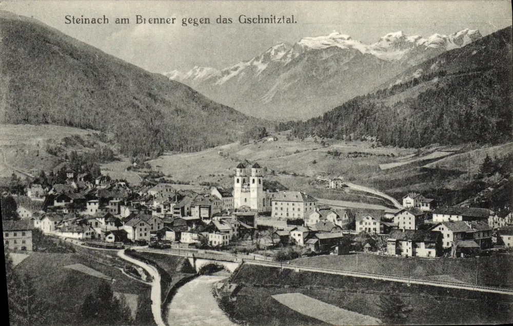 Steinach am Brenner contra o Gschnitztal — vista panorâmica — K. Redlich, Innsbruck, n° 256b - Frente