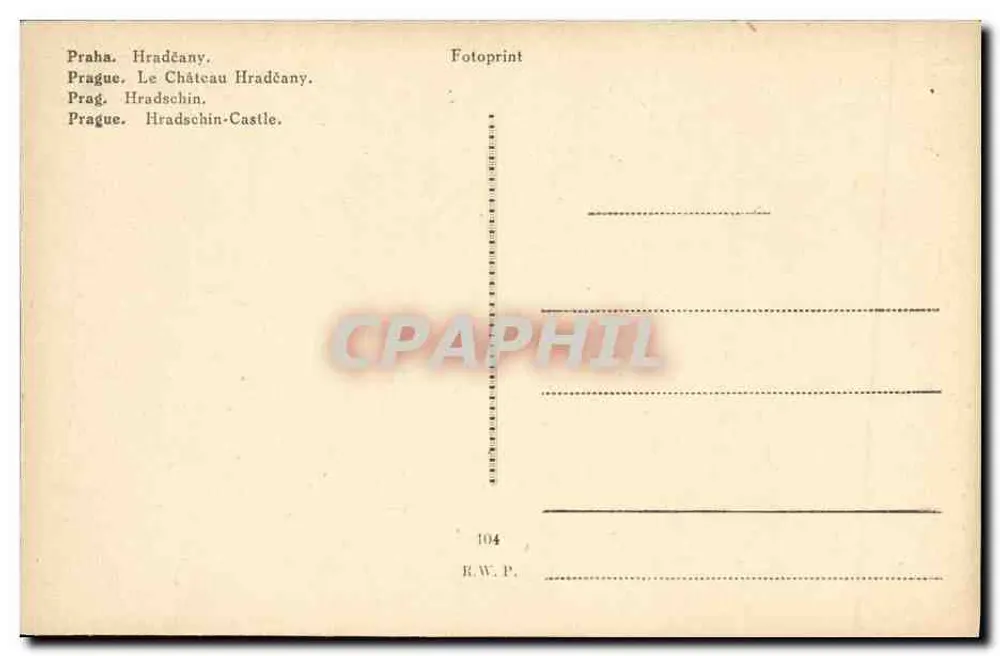 Prag - Hradčany - Schloss Hradčany — Fotoprint R.W.P. n°104 - Rückseite