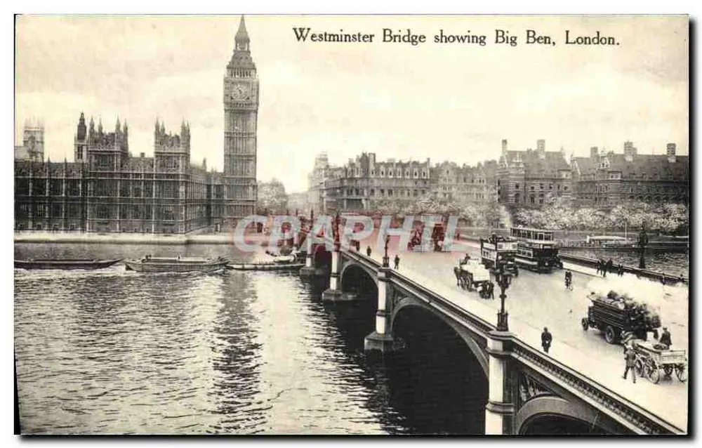 Westminster Bridge showing Big Ben, London — National Series, M & L. U. Trade Mark - Front