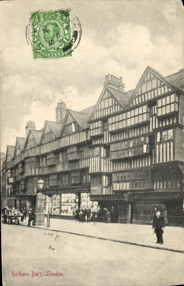 Holborn Bars, Londres — vista de edifícios com colunas — editor Ludgate Hill, Londres - Frente