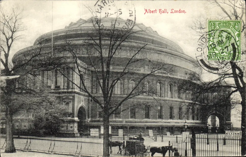 Albert Hall, Londyn — widok z zewnątrz — wydawca S.S.U. & 59, Ludgate Hill, Londyn - Awers