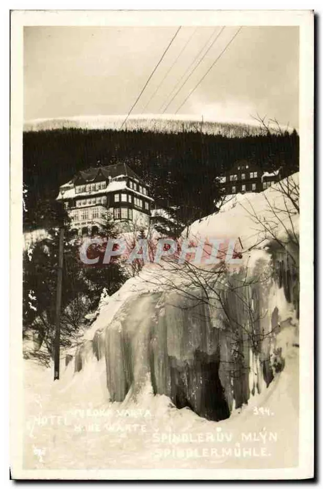 Spindlerův Mlýn — Winterblick mit Eisfall und Hotel — W. Plohl, Nr. 394 - Vorderseite