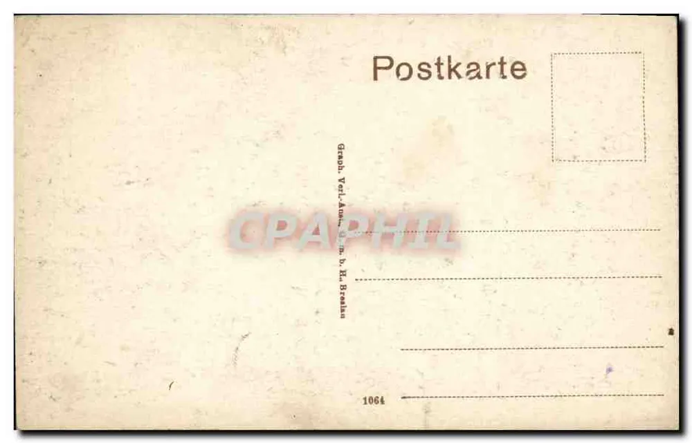 Bad Kreuznach — Bismarck-Platz mit Hotel „Berliner Hof“ und Bismarck-Denkmal — Graph. Verlagmann & Co. n. H. Breslau, Nr. 1064 - Rückseite