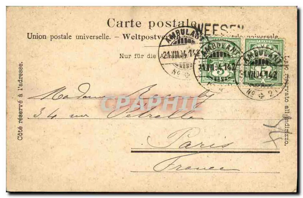 Parte do caminho para a subida ao Speer — Weesen — Verlag von Hobscher-Beeler, Weesen - Verso