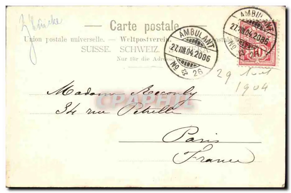 Klausenstrasse mit Claridenstock — Arnerboden — Verlagsanstalt J. von Matt, Aldorf (Deposited) - Rückseite