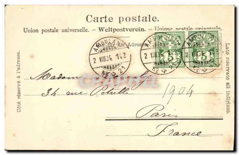Ansicht der Straße von Weesen nach Amden — Edition Photobloß & Cie, Zürich — Nr. 2028 - Rückseite