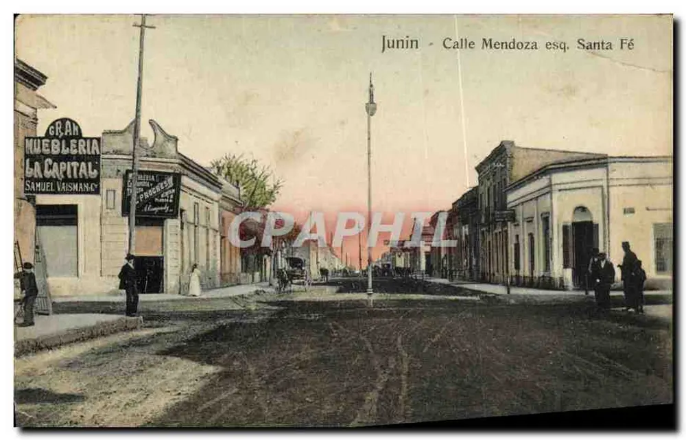 Junín - Rua Mendoza esq. Santa Fé — editor Nicolás Biánico, n° 17772 - Frente
