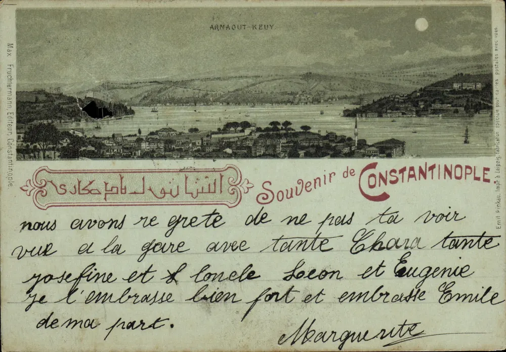Vue de Constantinople — Arnaout-Keuy — éditeur Max Fruchtermann, Constantinople - Frente