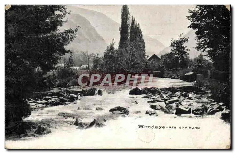 Hendaye-ses environs — vue de la rivière et des montagnes — éditeur non identifié - Frente