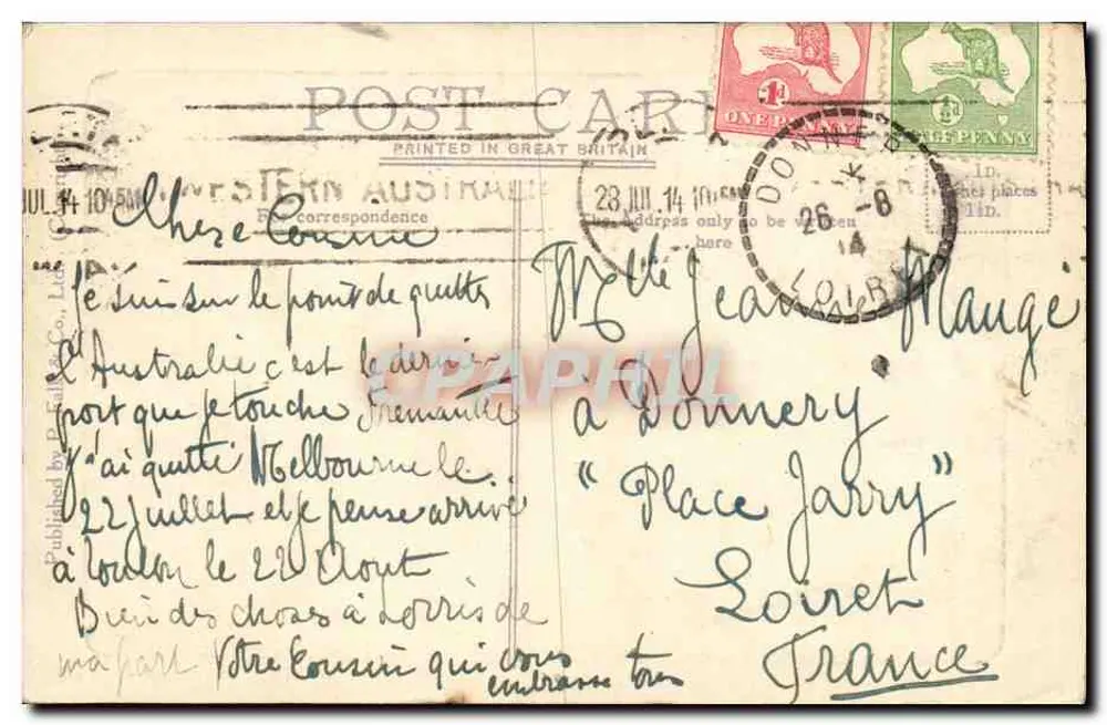 Wellington Street, rivolto a ovest, Perth, W.A. — Cartolina d'epoca con strade e calesse — Editore Western Australia Co. Ltd. - Verso