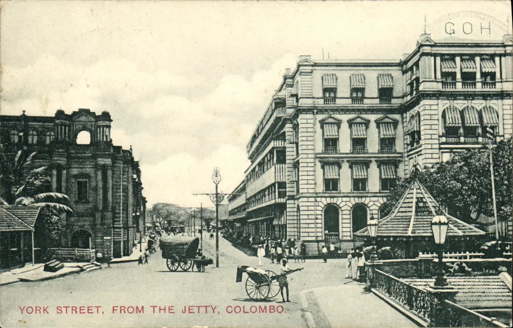 York Street, a partir do cais, Colombo — vista urbana colonial — editor não identificado - Frente