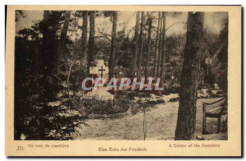 Ein Eckbereich des Friedhofs — Waldlandschaft mit Kreuz und Bank — Nr. 20 - Vorderseite