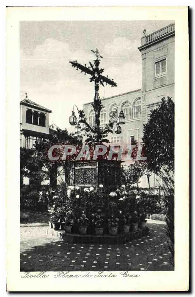 Sevilla. Ansicht der Plaza de Santa Cruz — Verlag Lujo-Grabado Nr. 43 - Vorderseite