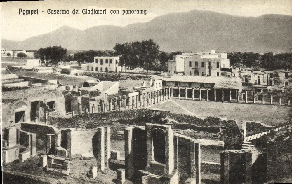 Pompeia — Caserna dos Gladiadores com panorama — Domenico Trampetti, Nápoles - Frente