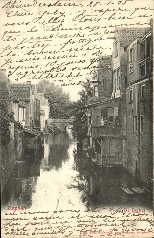 Zutphen — Canal bordé de maisons — Éditeur De Berkel - Frente