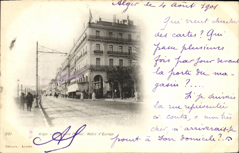 Alger - Boulevard Carnot, Hotel d'Europa — GEISKR, Argelia, n°201 - Anverso