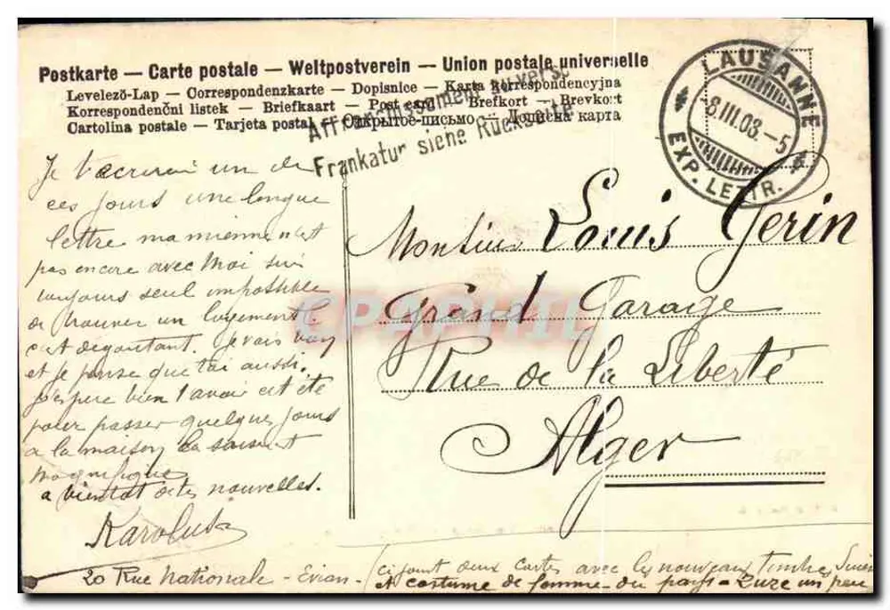 Montreux — Vue générale — éditeur anonyme, n° 803 - Verso