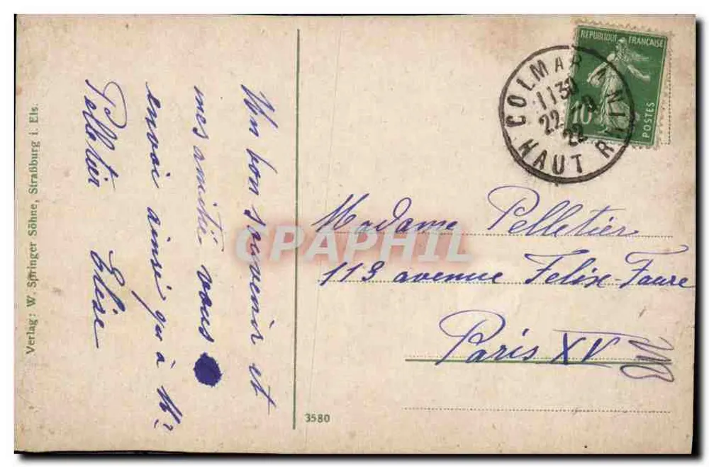 Weier im Tal (Vogesen) — Campanha 1914/15 — Verlag W. Springer Söhne, Strasbourg i. Els. - Verso