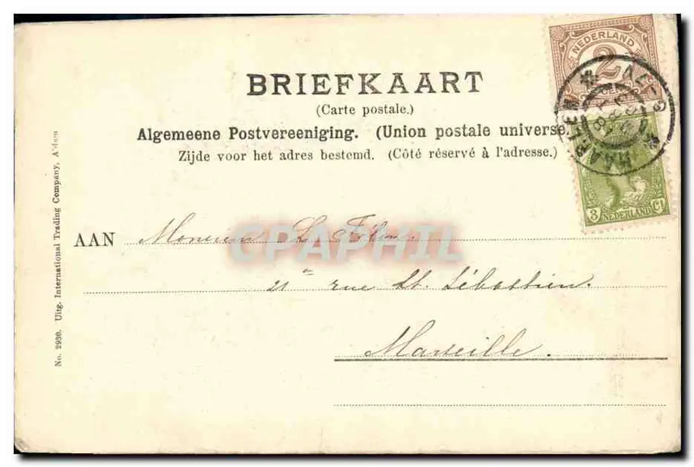 Frau und Kind — Straßenbild in Marken — éditeur Uitg. International Trading Company, n° 220 - Rückseite