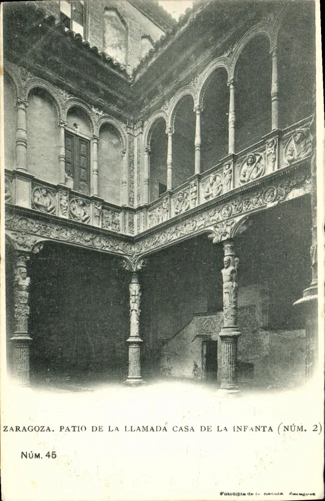 Zaragoza. Patio der sogenannten Casa de la Infanta — Fototipia de la Esculida (Nr. 2) - Vorderseite