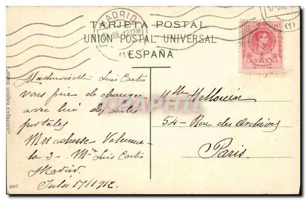 Tenerife — Puerto de la Cruz — vue côtière avec falaise et bâtiments — éditeur 'Nodrega's English Bazar' - Verso