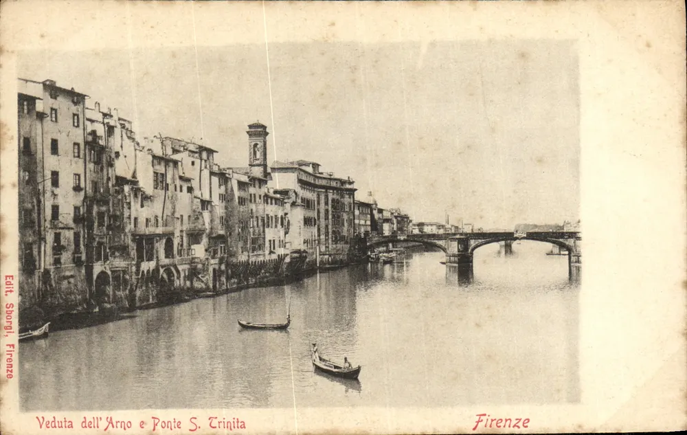 Ansicht des Arno und Ponte S. Trinita — Florenz — Edit. Shorgi - Vorderseite