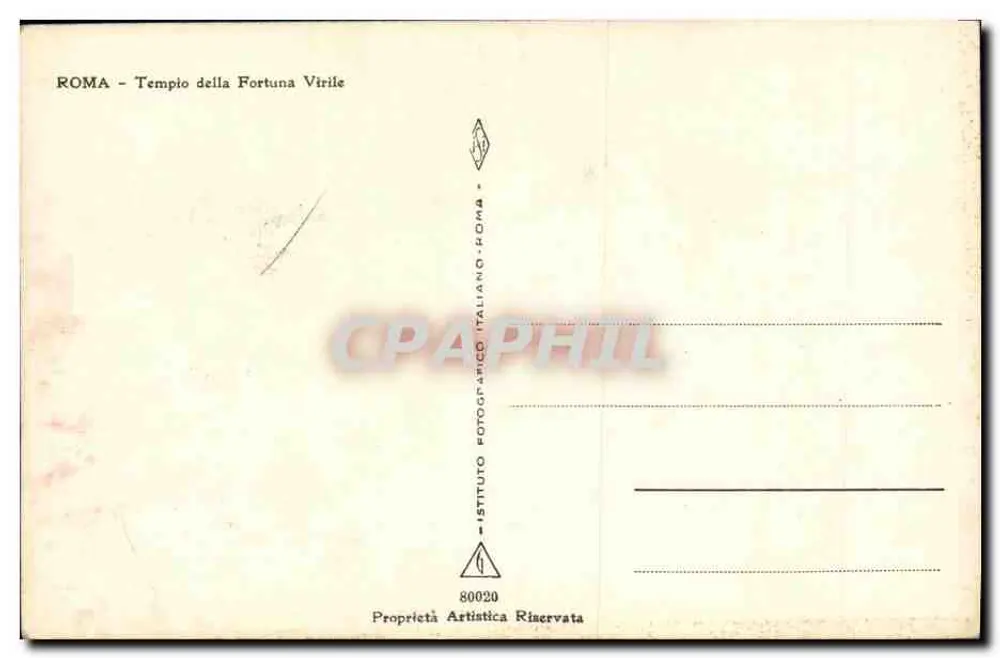 Roma — Templo de Fortuna Viril — Istituto Fotografico Italiano, n° 80020 - Verso