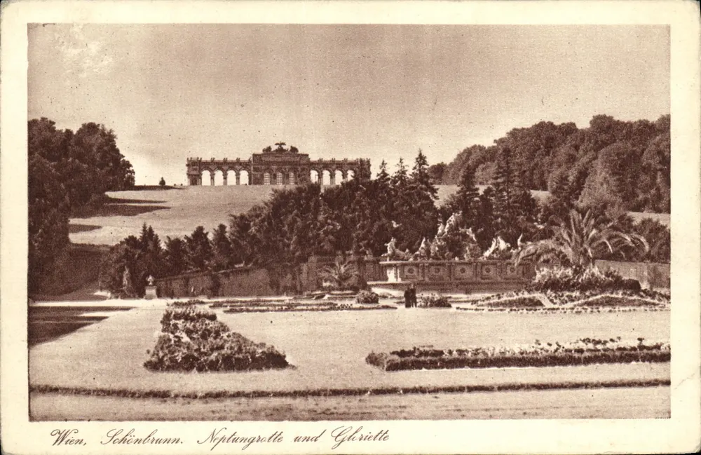 Wien, Schönbrunn. Neptunbrunnen und Gloriette — Cottag Wien Ausgabe - Vorderseite