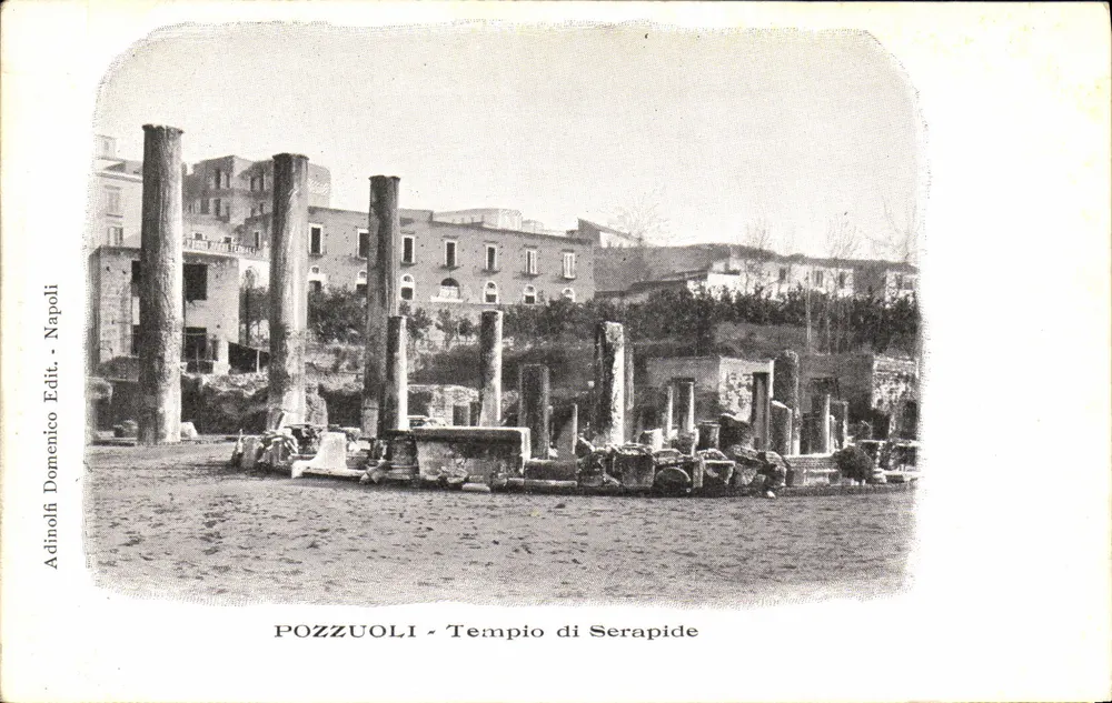 Pozzuoli - Templo de Serapide — ruínas antigas com colunas — editor Adinolfi, Nápoles - Frente