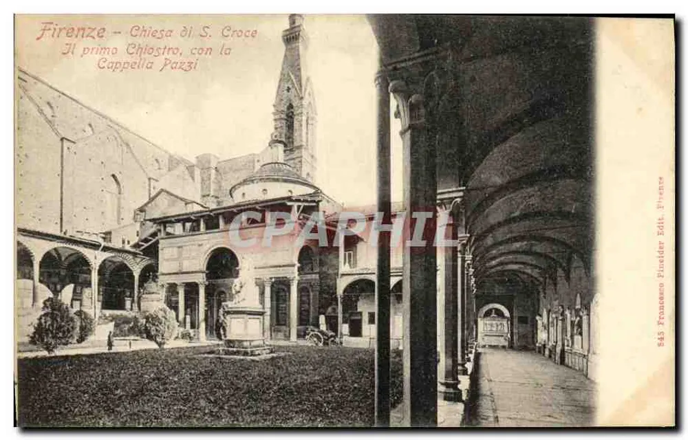 Florenz - Kirche S. Croce, mit dem Cloister und der Pazzi-Kapelle — Verlag Francesco Pileider, Nr. 845 - Vorderseite