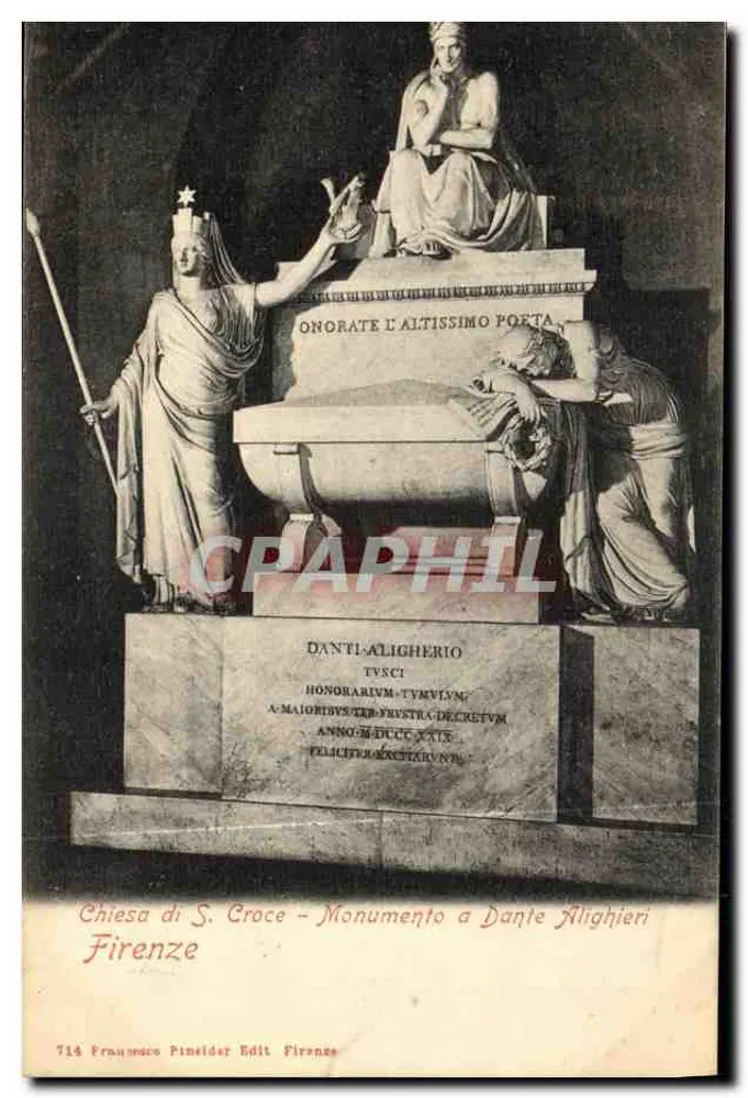 Dante Alighieri Denkmal — Kirche S. Croce — Florenz — Franco Pinelder Edit. Firenze - Vorderseite