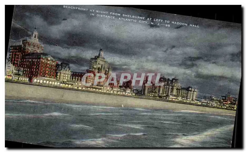 Spiaggia di notte da Shelburne a sinistra verso Haddon Hall — Atlantic City, N.J. — 85 - Recto