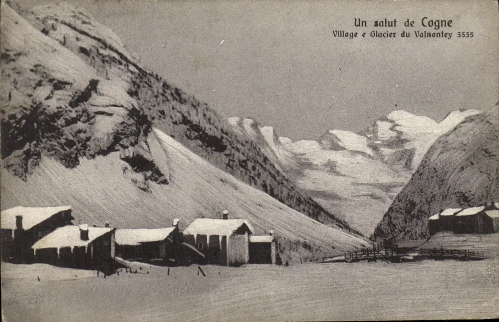Dorf und Gletscher Valmontey — Cogne — unbekannter Verlag, Seriennummer 3535 - Vorderseite