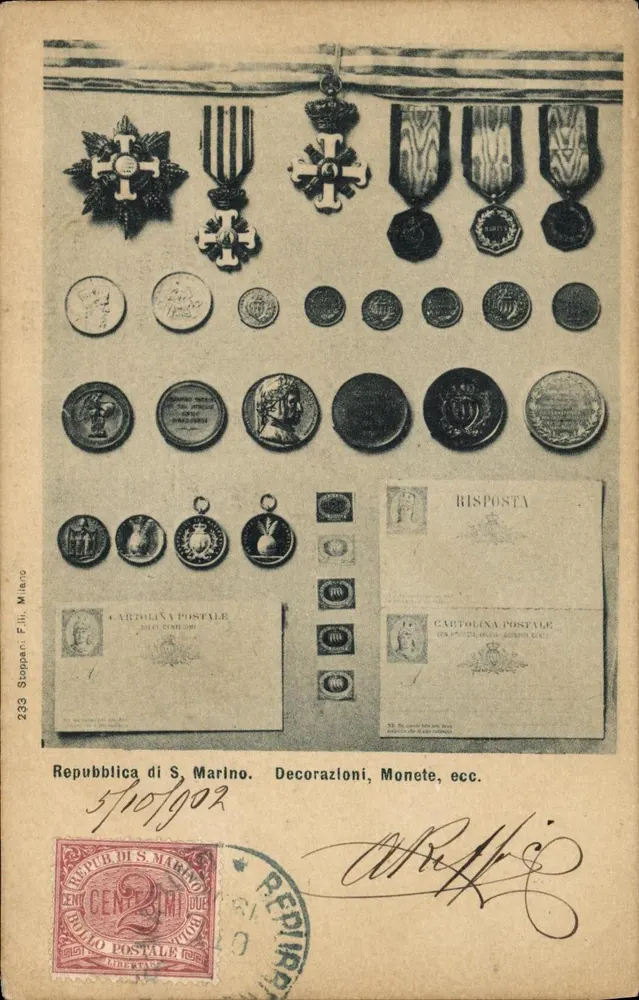 Republik San Marino — Auszeichnungen, Münzen, etc. — Stoppani Fili, Milano, n° 233 - Vorderseite