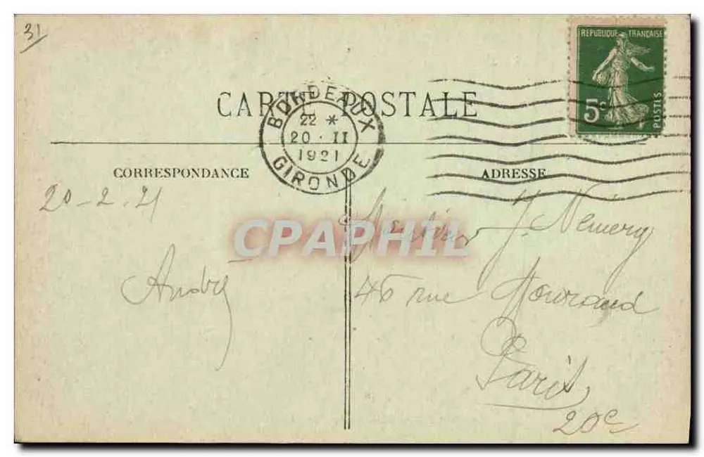 Cazeaux — O Lago — Marcel Rahay, fototipia, Bordeaux, n°12 - Verso