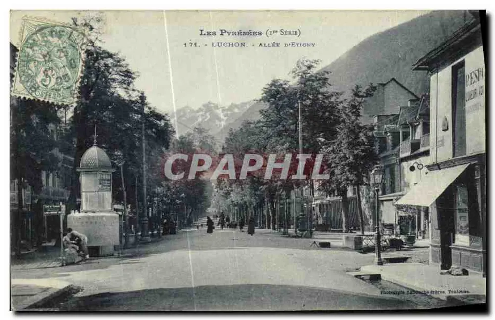 Luchon - Aleja Etigny — Pyrenées (1. seria) — fototypia T. Boucha & Cie, Toulouse - Awers