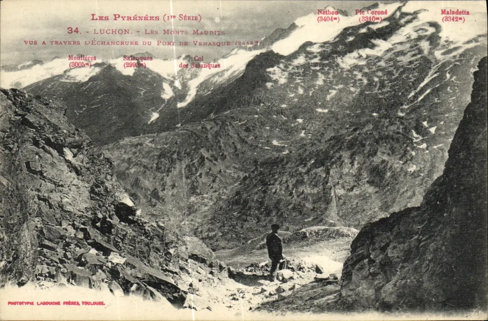 Luchon - Die Verfluchten Berge (34) - Blick durch den Durchbruch des Hafens von Venasque - Phototype Labouche Frères, Toulouse - Vorderseite