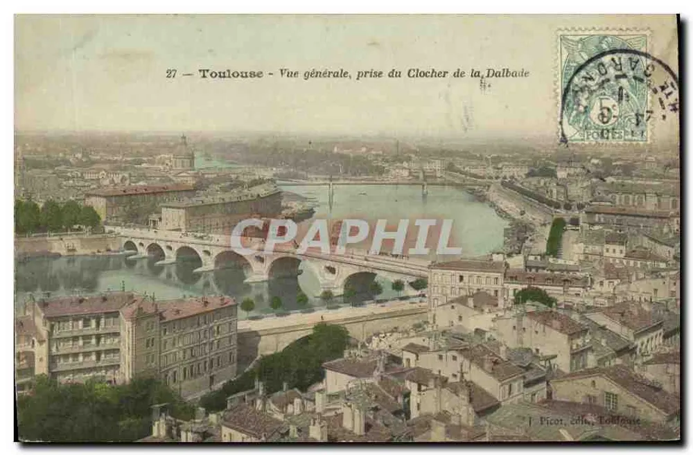 Toulouse - Allgemeine Ansicht, aufgenommen vom Turm der Dalbade — J. Picot, Verlag, Toulouse - Vorderseite