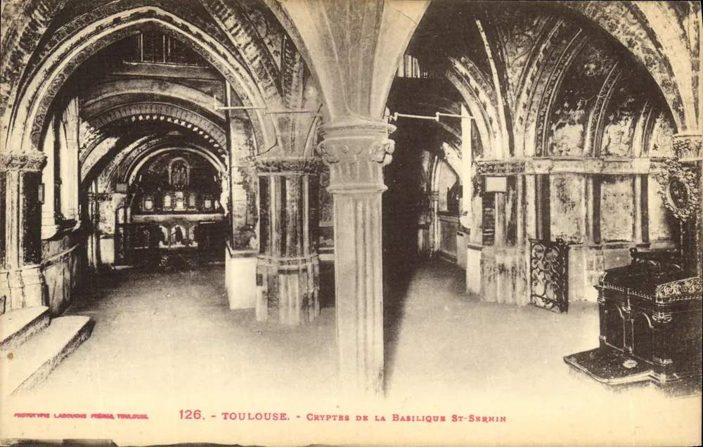 Toulouse - Criptas da Basílica de São Sernin — Fototipo Labouche Frères, Toulouse, n° 126 - Frente