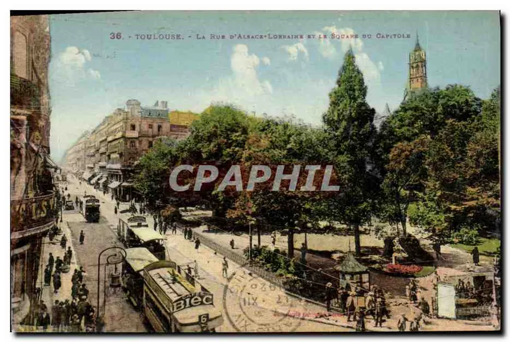 Toulouse - Die Straße von Elsass-Lothringen und der Platz des Kapitols - Vorderseite