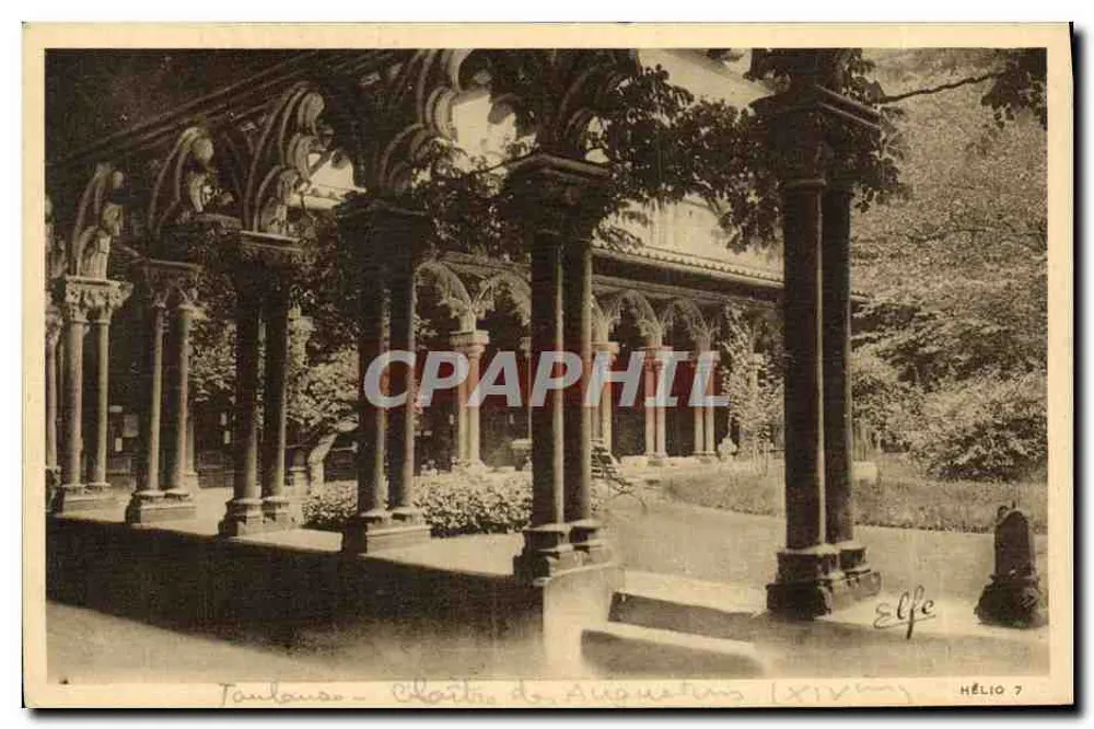 Toulouse - Grande Claustro dos Augustinos (século XIV) — Editor Héliogravure "Elfe" n°13 - Frente