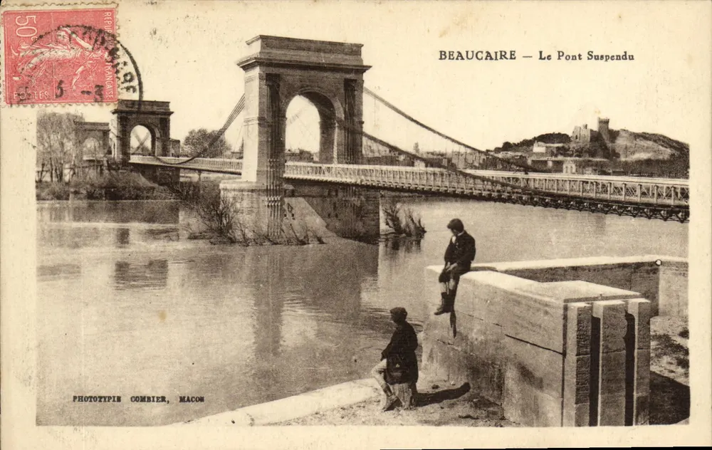Beaucaire — O Ponte Suspensa — Phototypin Combier, Macon - Frente