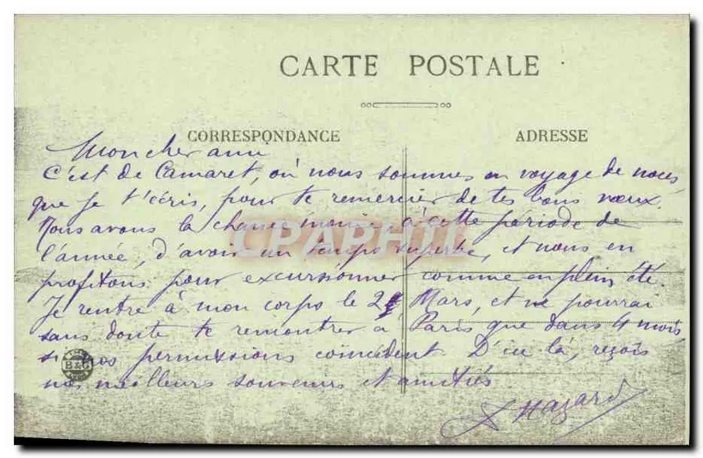 Camaret-sur-Mer — La Pointe des Pois, Ansicht des Vériblaré'h — unbekannter Verleger, Nr. 815 - Rückseite