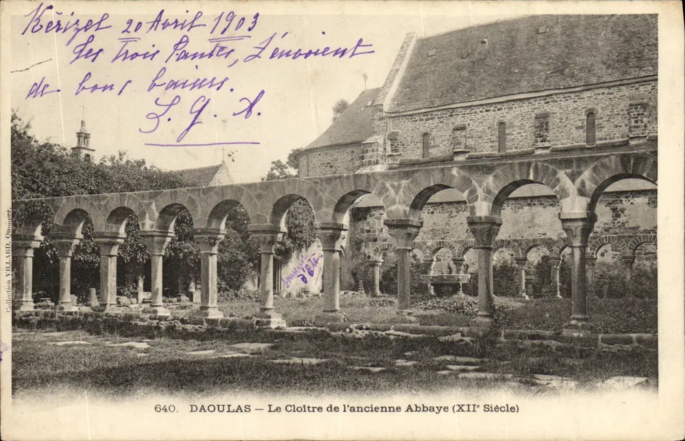 Daoulas — O Claustro da Antiga Abadia (Século XII) — Coleção VILLARD, Osmoy - Frente