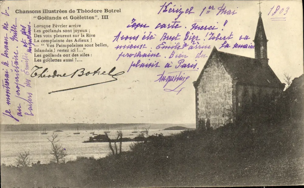 Igreja de Bérijel — vista da costa — Canções ilustradas de Théodore Botrel, III - Frente