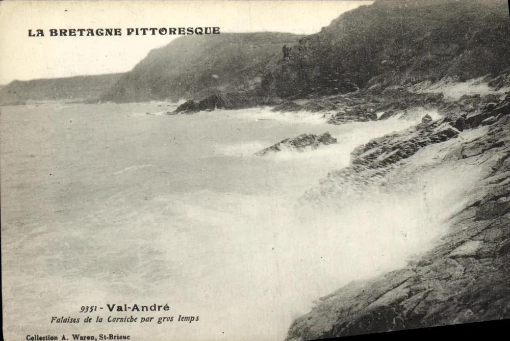 Falésias da Corniche em Val-André — A Bretanha pitoresca — Coleção A. Waron, St-Brieuc, n° 9351 - Frente
