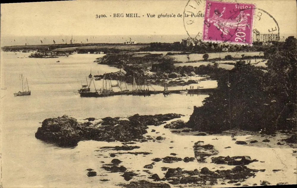 Beg Meil — Vue générale de la Pointe — éditeur imprimeur non visible, n° de série 3400 - Frente