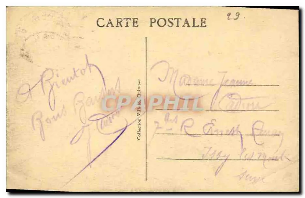 Beg Meil — Vue générale de la Pointe — éditeur imprimeur non visible, n° de série 3400 - Verso